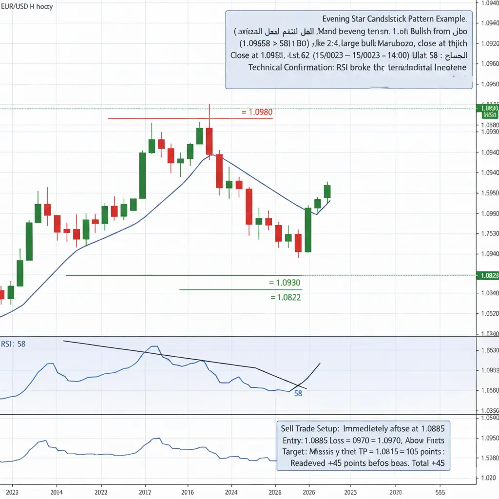 مثال على تداول نجمة المساء 