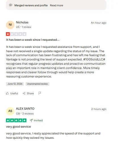 آراء المتداولين حول شركة فانتج Vantage