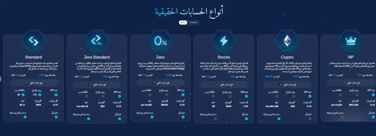 أنواع الحسابات في شركة إنزو