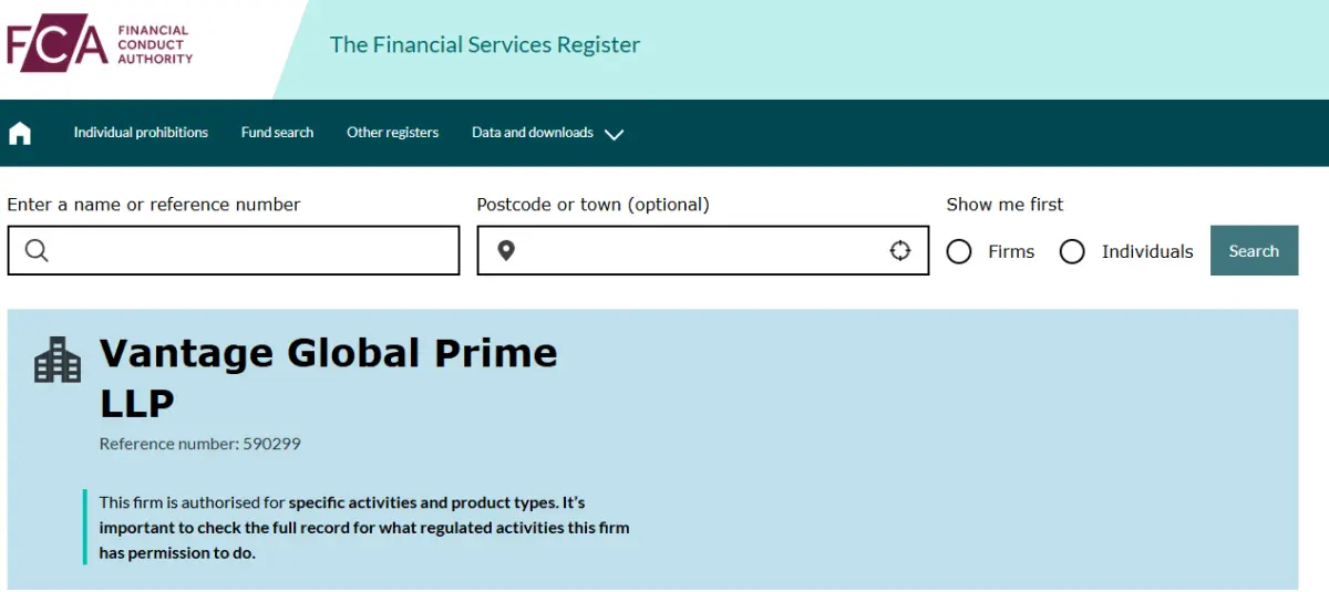 التراخيص التنظيمية لشركة Vantage