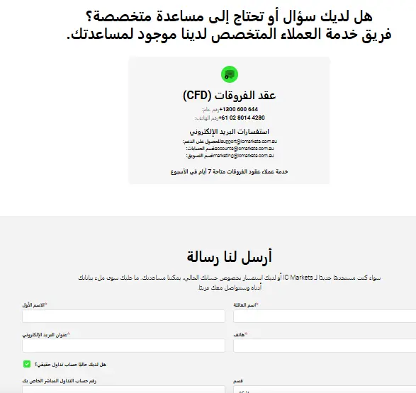 طرق التواصل مع شركة آي سي ماركتس