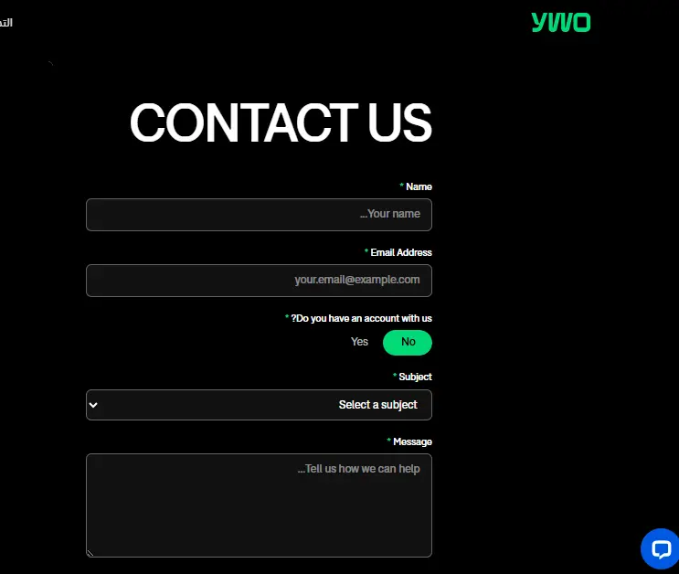 معلومات الاتصال بشركة YWO
