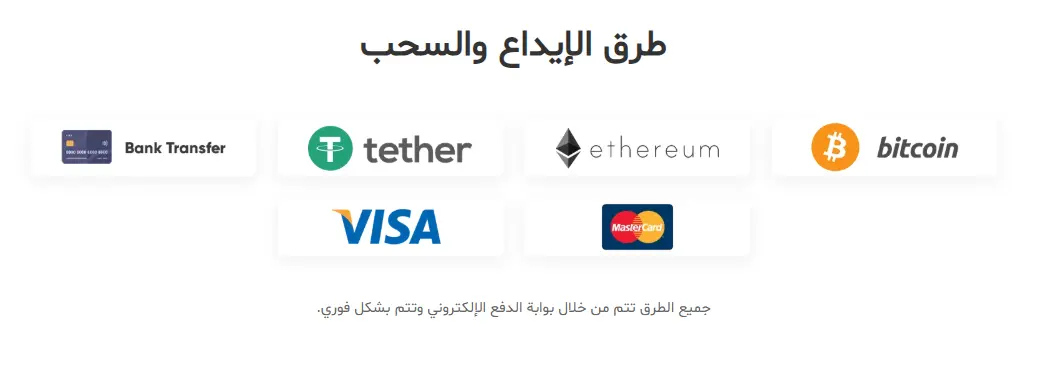 وسائل الإيداع والسحب في شركة STP TRADING