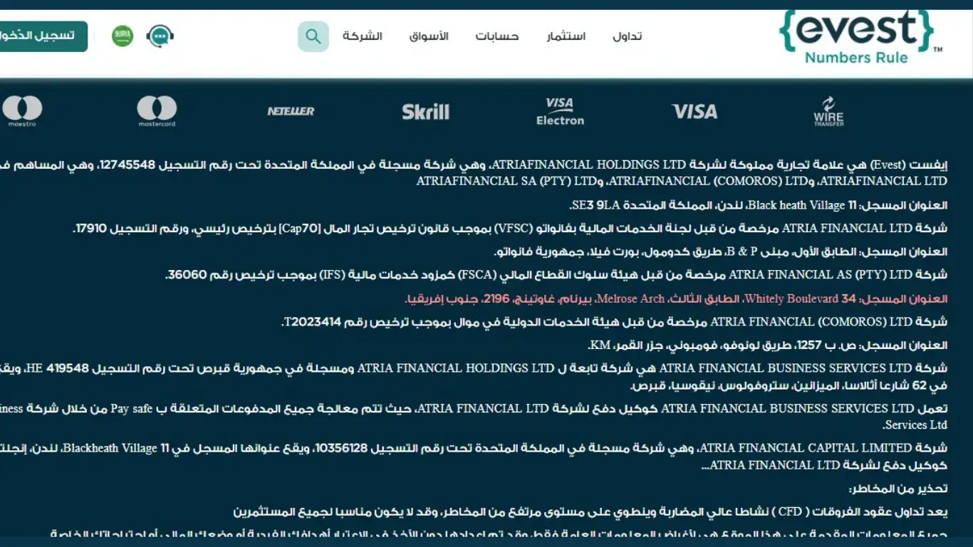 ترخيص شركة ايفست