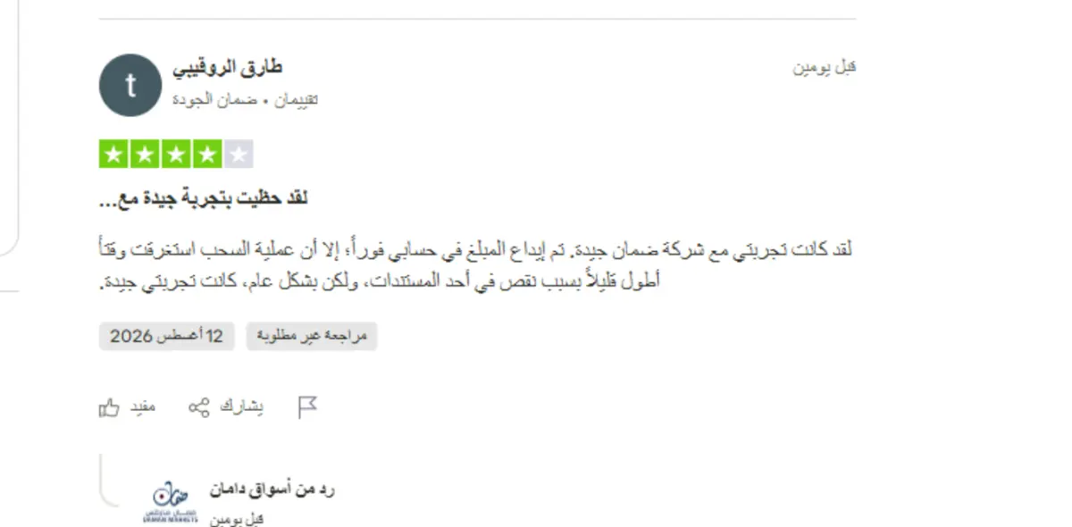 تجارب العملاء مع شركة ضمان ماركتس