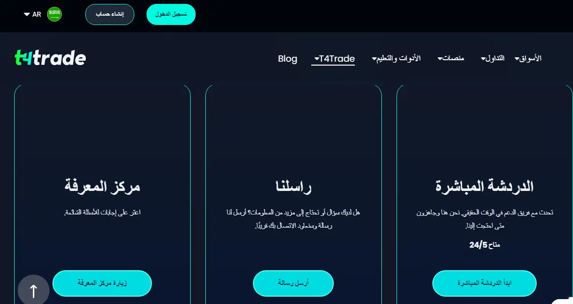خدمة العملاء في t4trade
