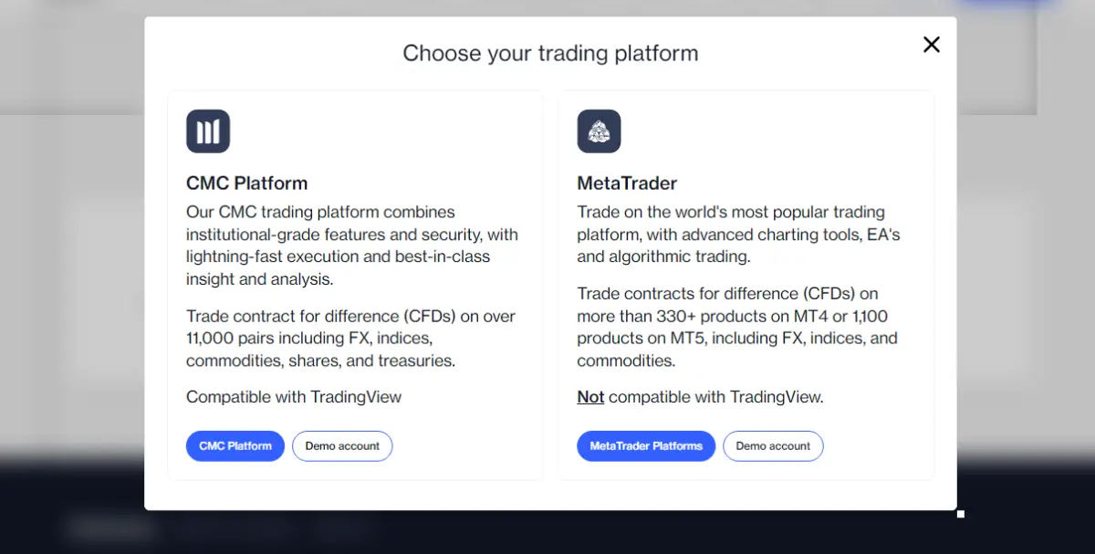 حسابات التداول في شركة CMC Markets