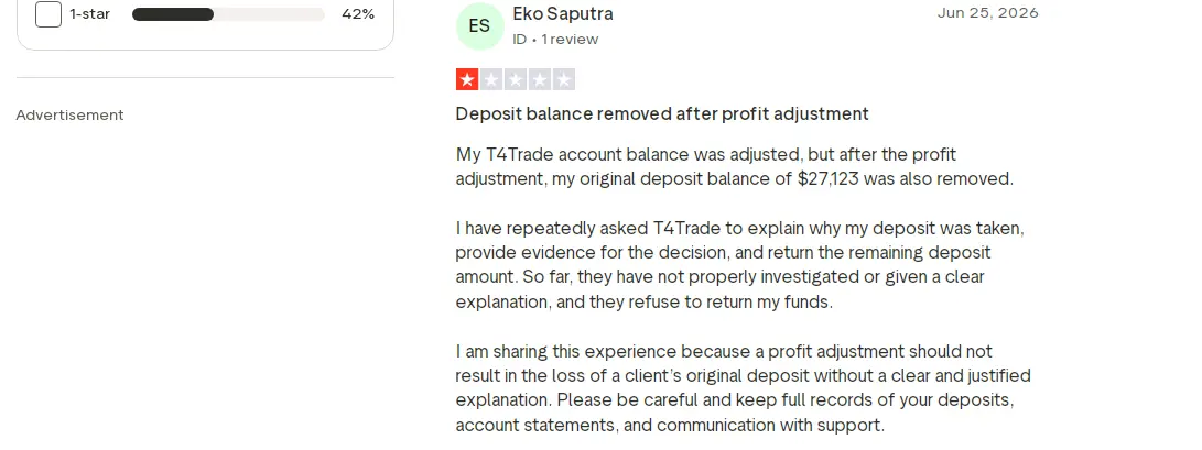 ماذا يقول المتداولون عن شركة t4trade؟
