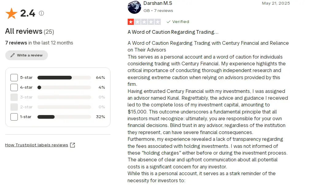 آراء المتداولون حول شركة Century Financial